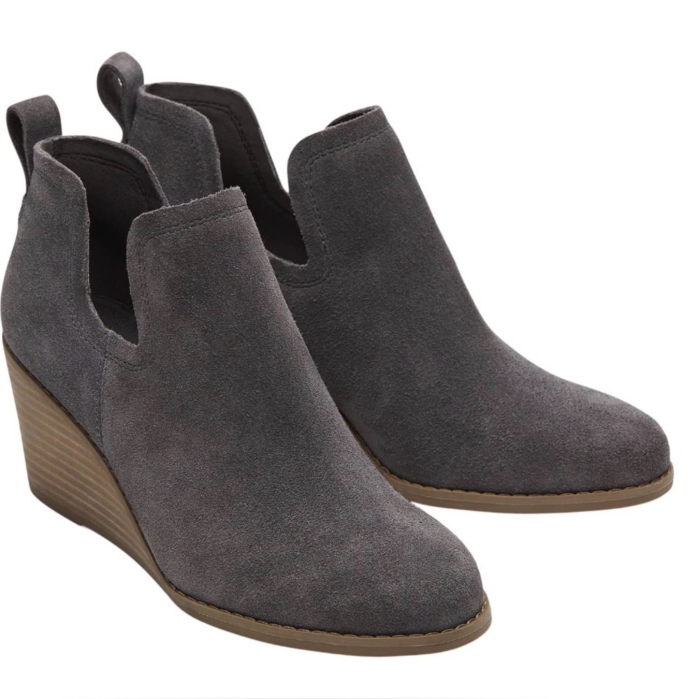 Toms women’s Kallie Gray Suede Wedge Ankle Boots